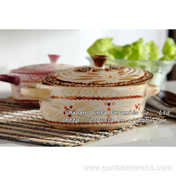 Round cooking pot with lid and handle QF-031